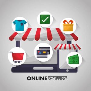 网上购物-信用卡, 手提电脑, 钱买方卖方使用计算机在线订购购买产品